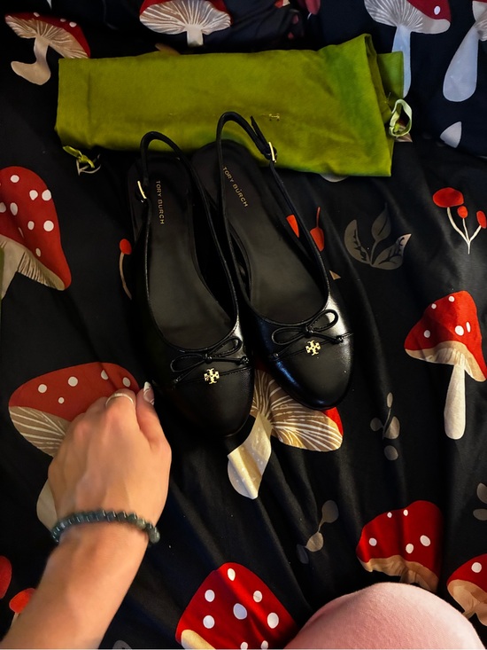 Tory Burch Shoes - Tory Burch Black Leather Slingback Ballet Flats with dust bag and box